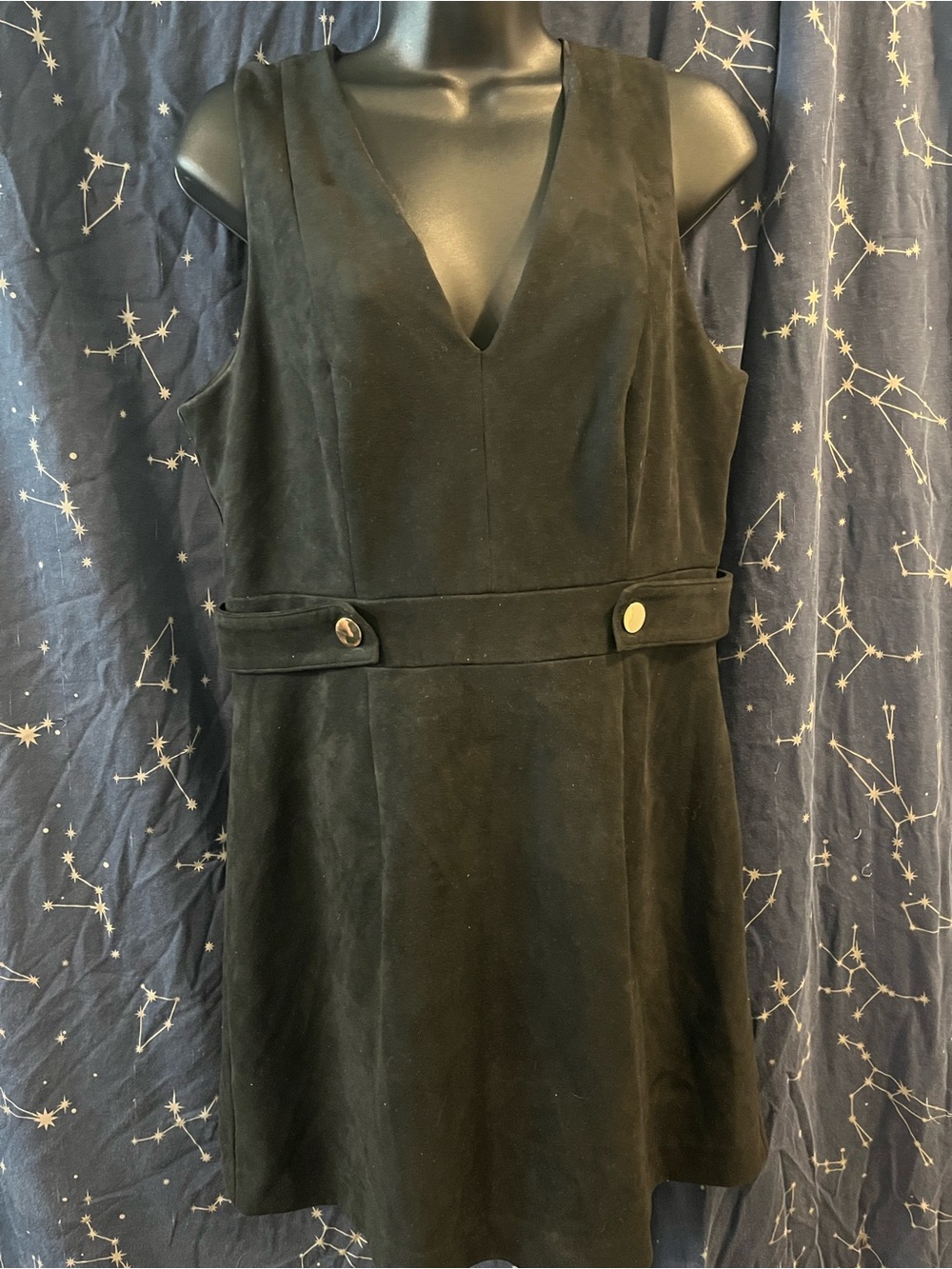 H&M Black V-Neck Sleeveless Mini Dress